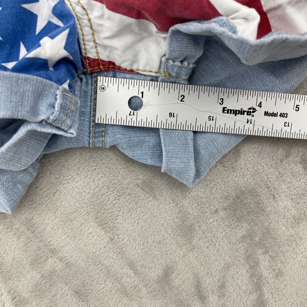 L.e.i. US American Flag Print Low Rise Denim Cuffed Shorts Retro Y2K - Picture 10 of 10